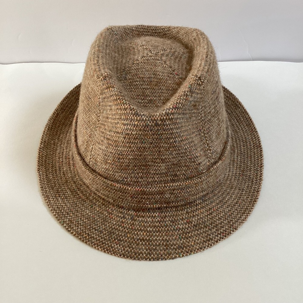 VTG Kangol Rabbit Hair Tweed Fedora Hat Mens Sz M Made In England